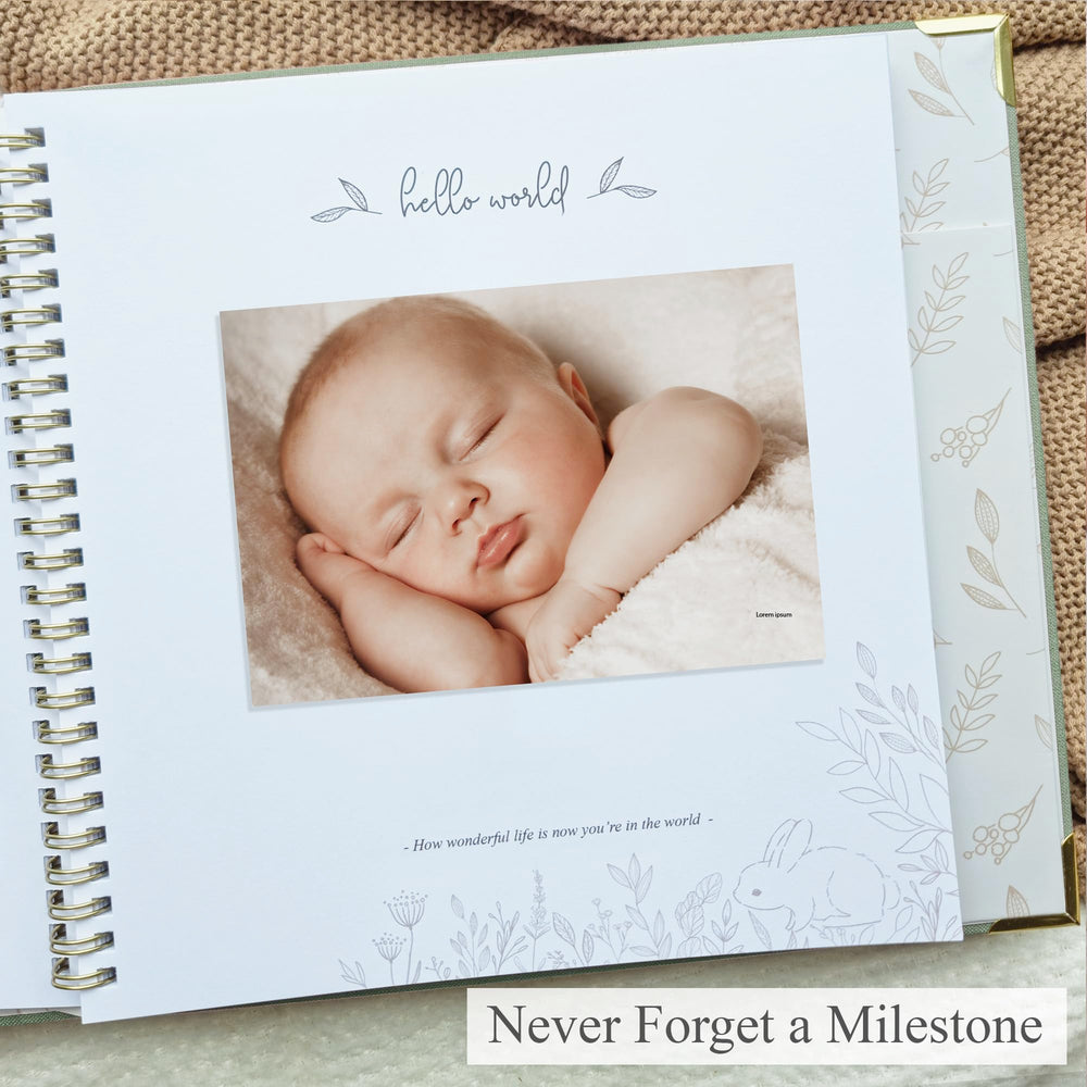 Olive & Lark 4x6 photo space to add family photos beside milestones.
