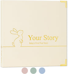 Olive & Lark baby book keepsake cover with linen texture for premium memories.