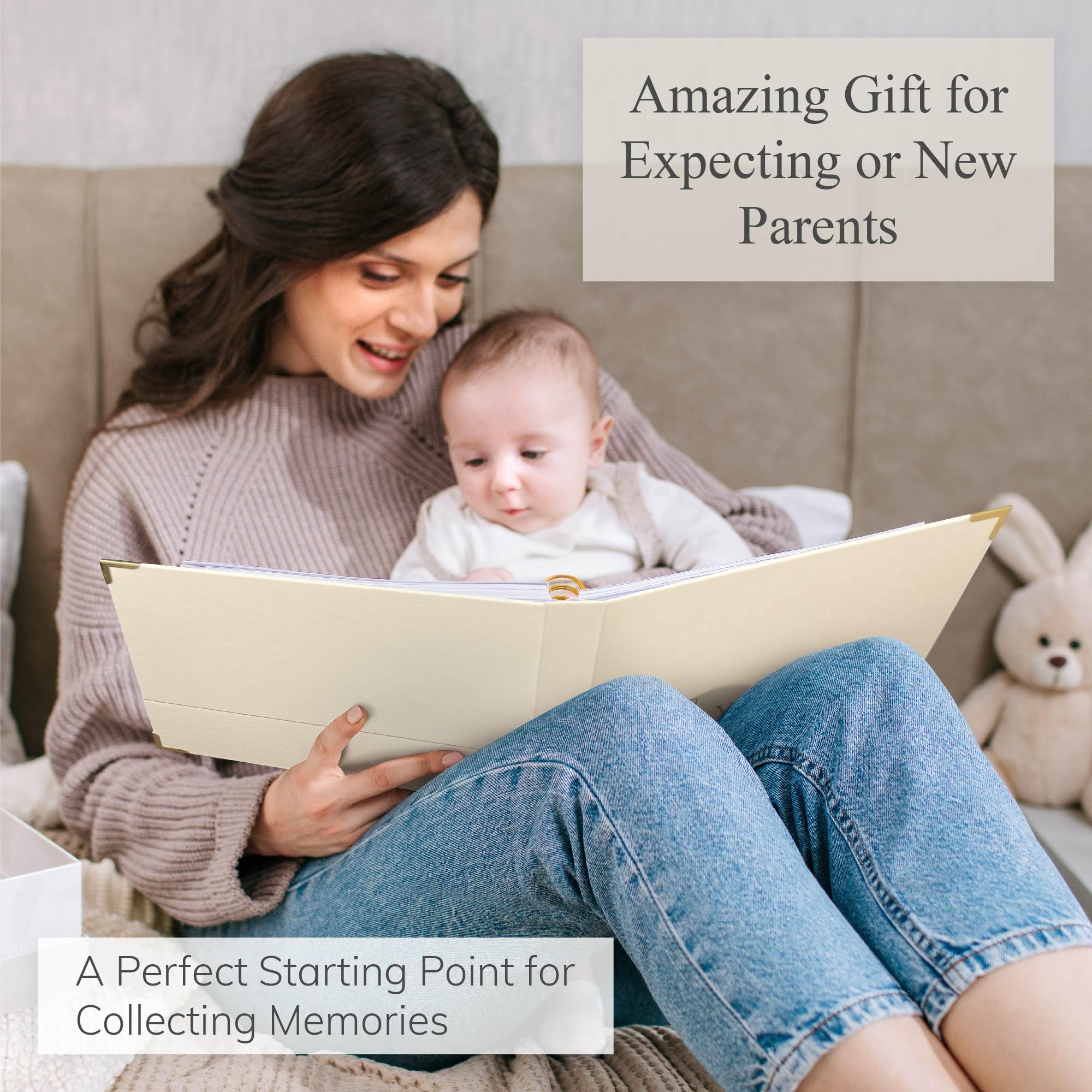 Olive & Lark baby book spine highlighted with gold foil for durable daily use.