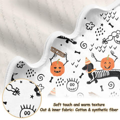 Ollabaky Halloween Dachshund Skeleton pattern crib blanket adds playful nursery decor