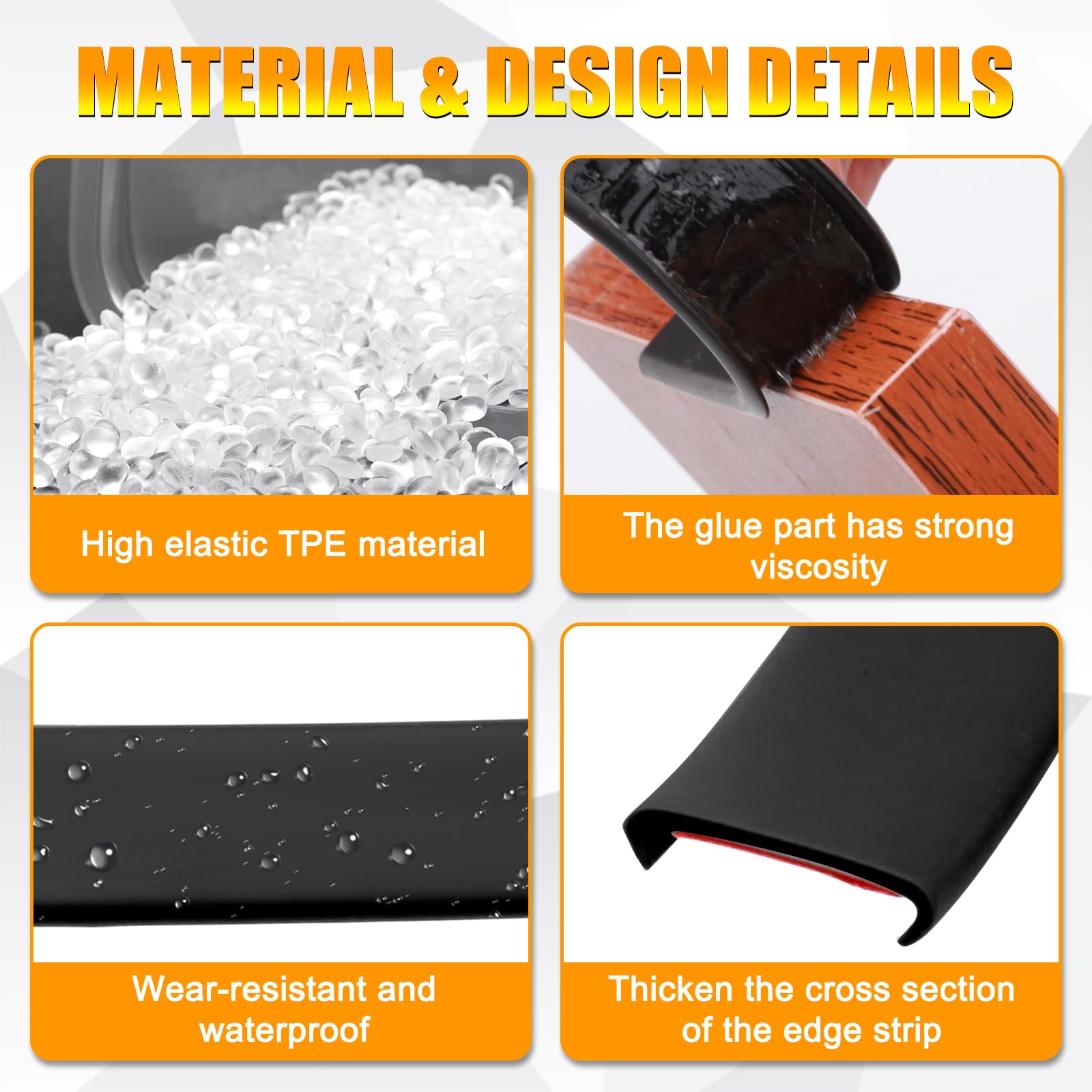 Olldag edge banding adhesive backing close-up highlights easy, tool-free installation.