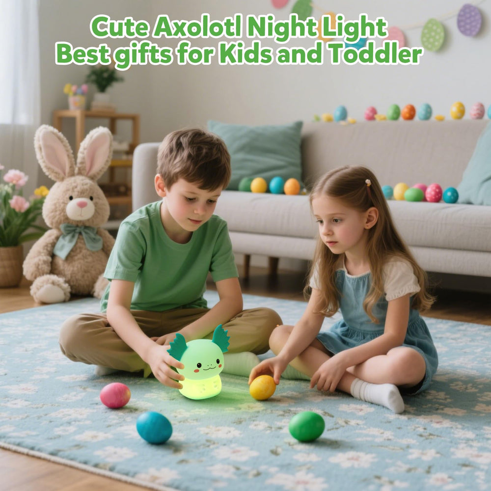 ollycasa Axolotl lamp touch-dimming for easy brightness control.