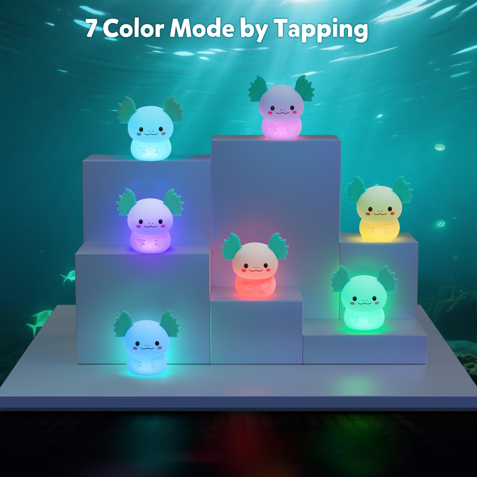 ollycasa Axolotl lamp USB-C rechargeable for travel-friendly lighting.