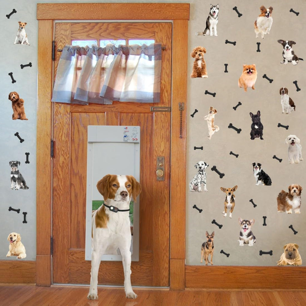 OLMIXA puppy decals brighten living rooms with cheerful canine accents.