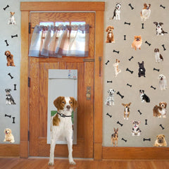 OLMIXA puppy decals brighten living rooms with cheerful canine accents.