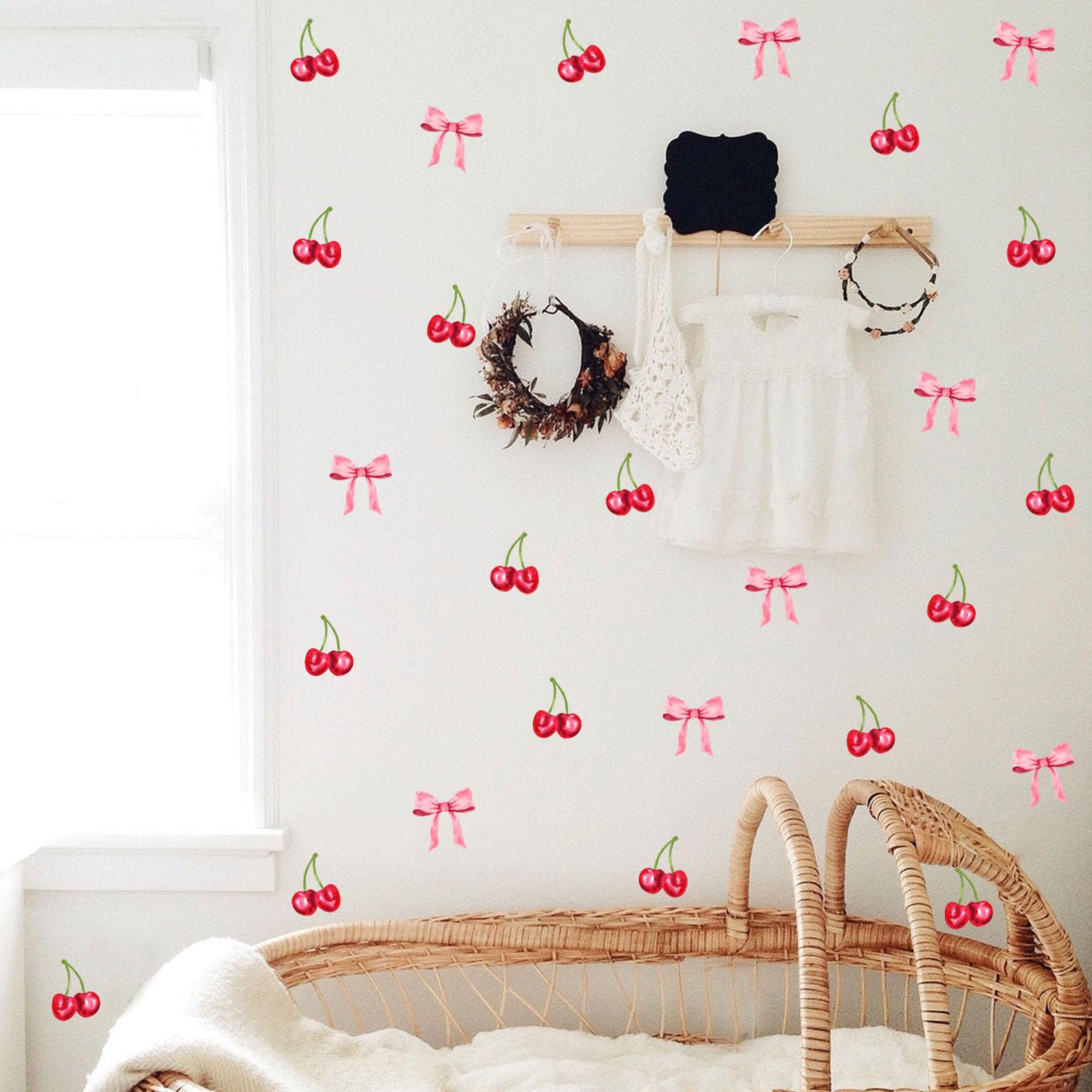 OLMXA watercolor cherry wall decals ideal for kitchen and classroom spaces