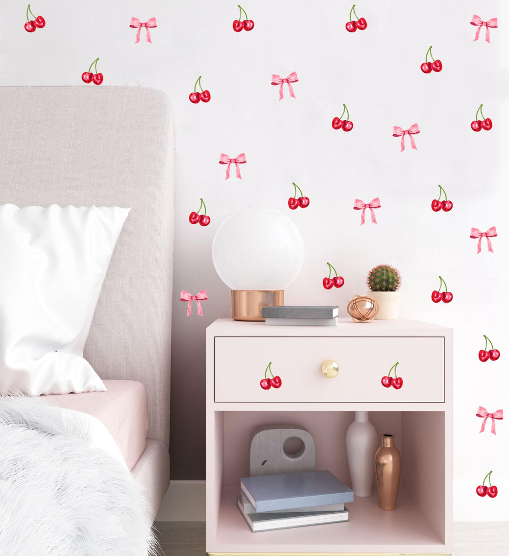 OLMXA watercolor cherry wall decals sheet-size and layout for room decorating