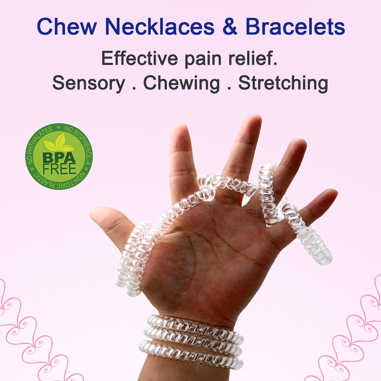 Olugu chew necklace worn by child in classroom illustrates practical sensory tool for daily routines.