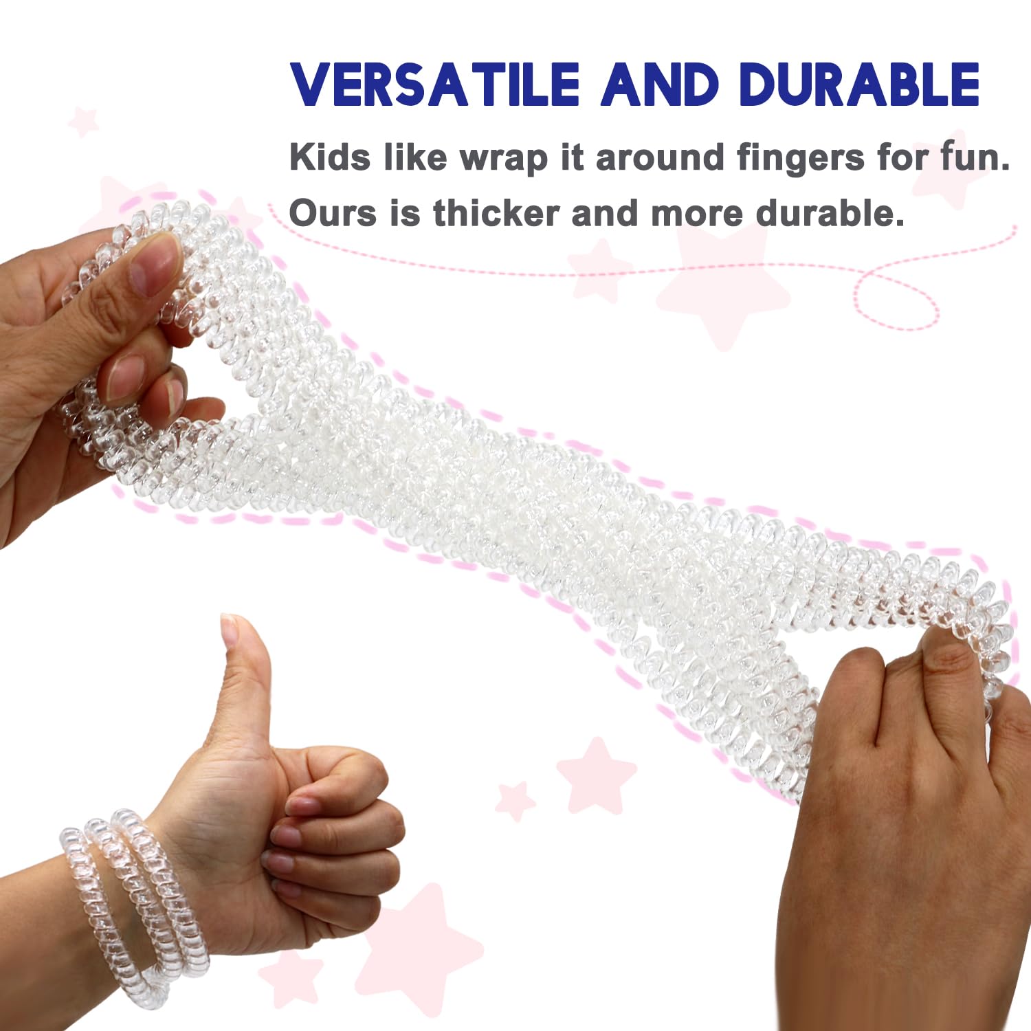 Olugu clear coil necklace close-up highlights PLA material safety and food-grade quality.