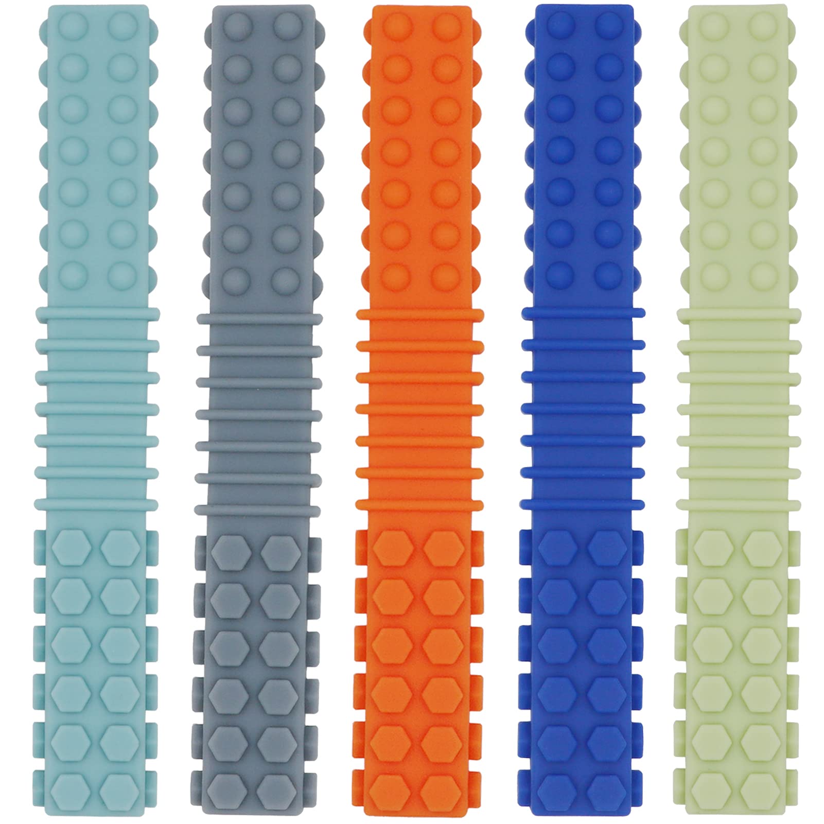 Olugu sensory chewy toys 5-pack in colorful tubes for safe oral stimulation.