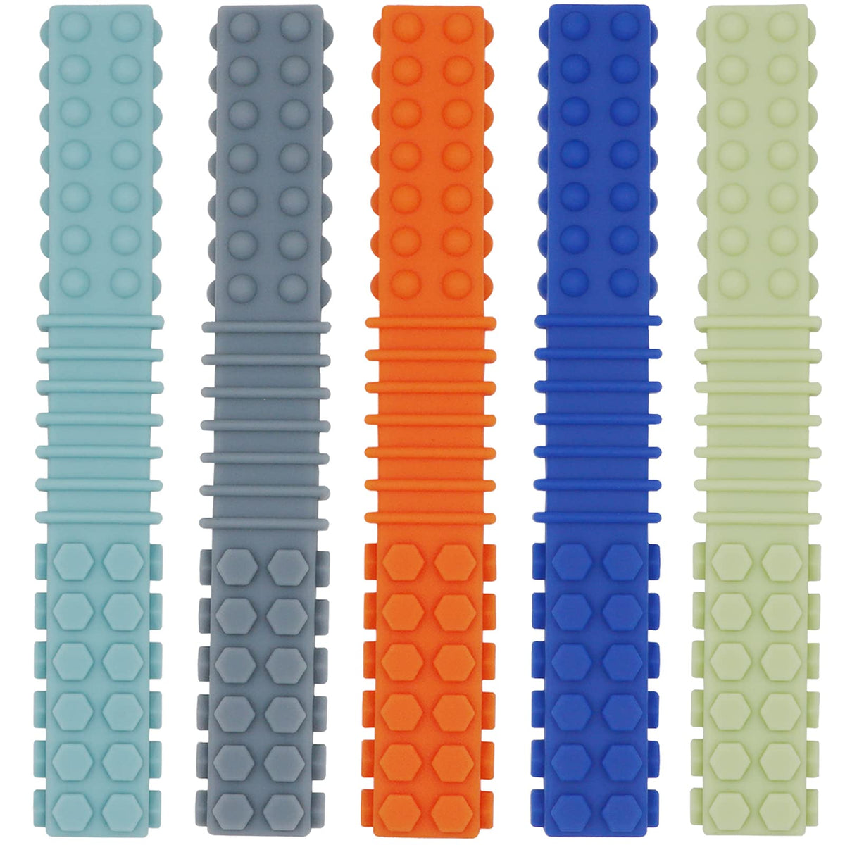 Olugu sensory chewy toys 5-pack in colorful tubes for safe oral stimulation.