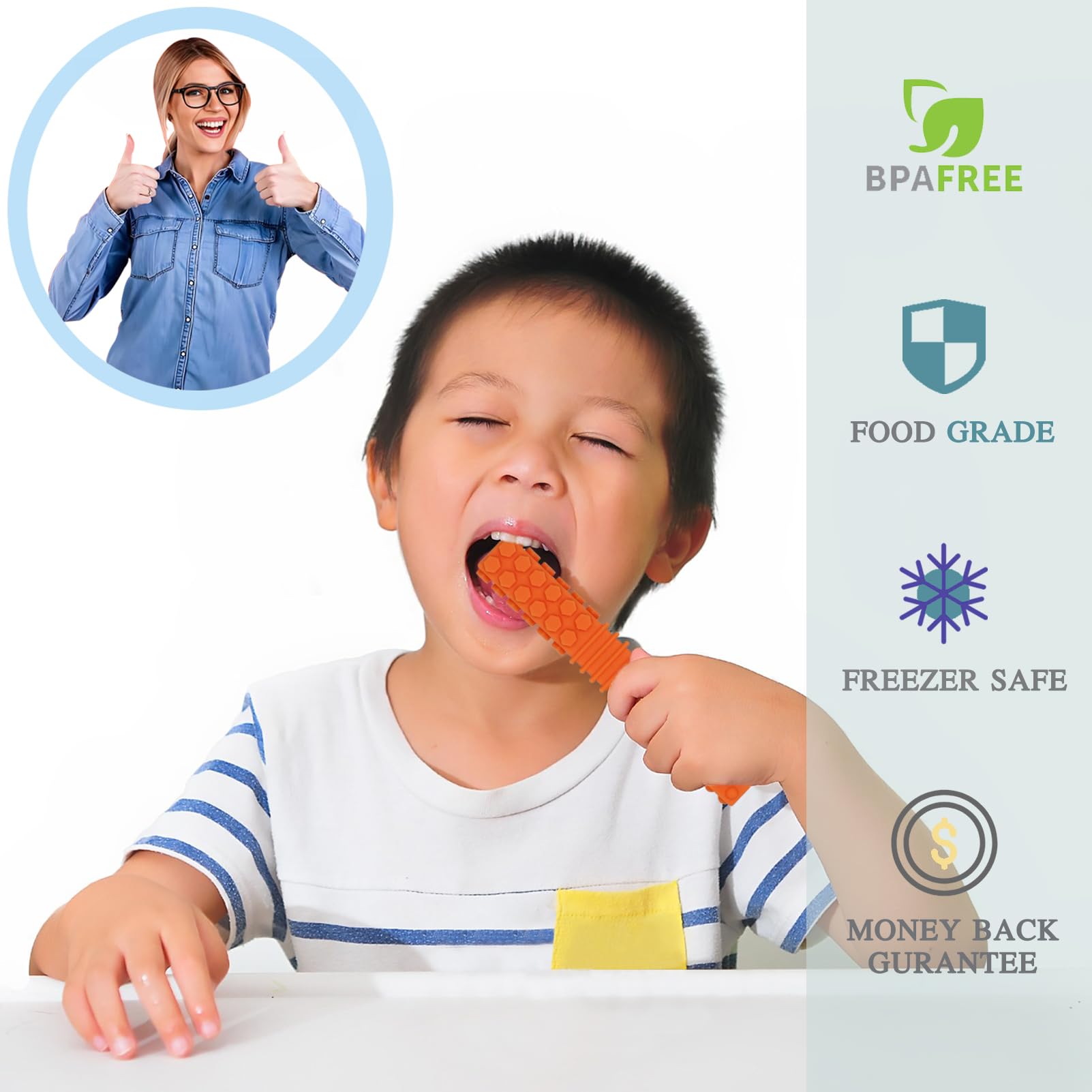 Olugu sensory chewy toys color palette showcases five vibrant colors and engagement.