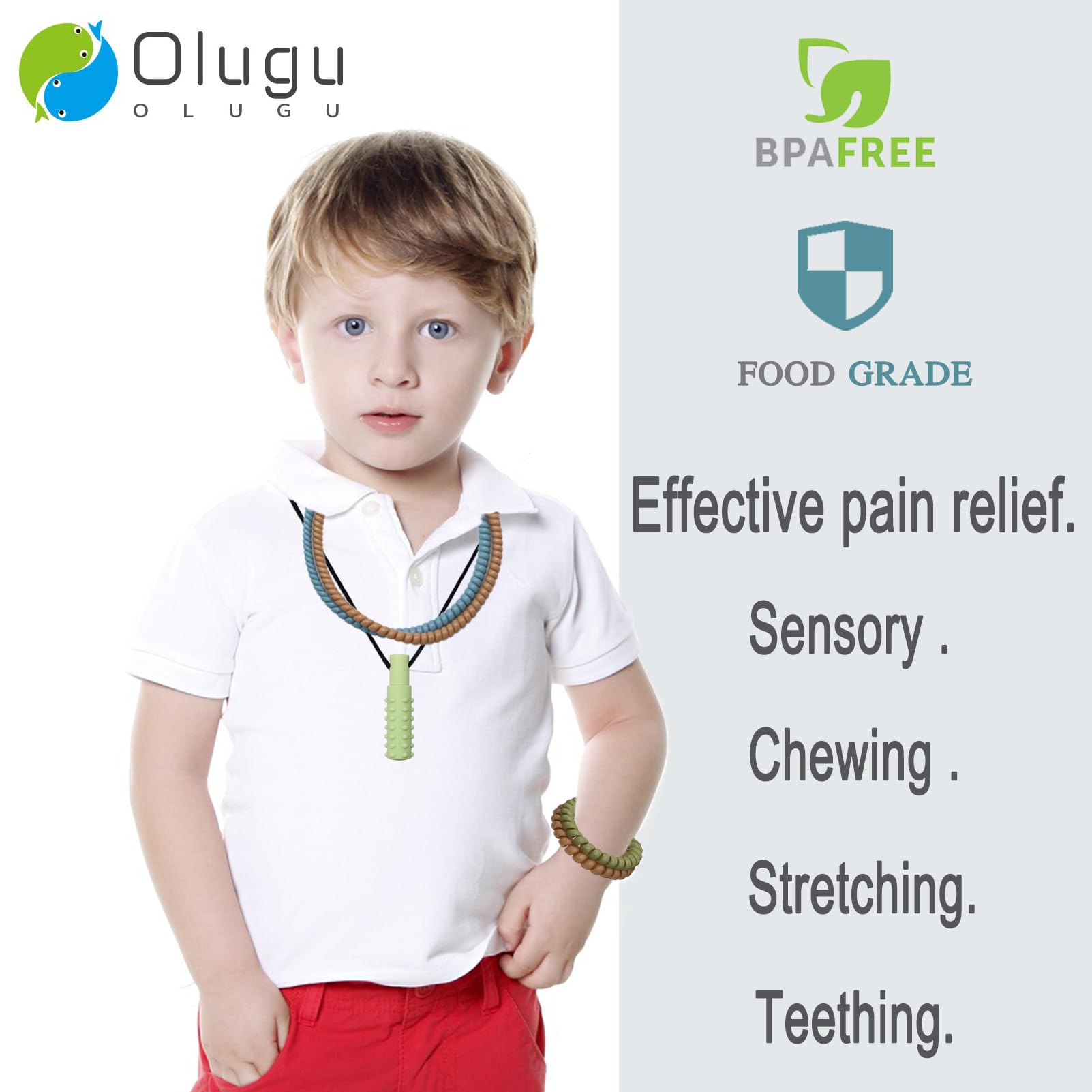 Olugu chewies for kids sensory pack designed for safe biting and fidgeting relief.