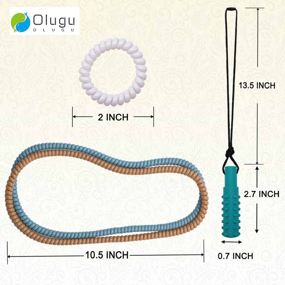 Olugu Terry-cloth necklace texture offers soft chewing to vent stress safely.