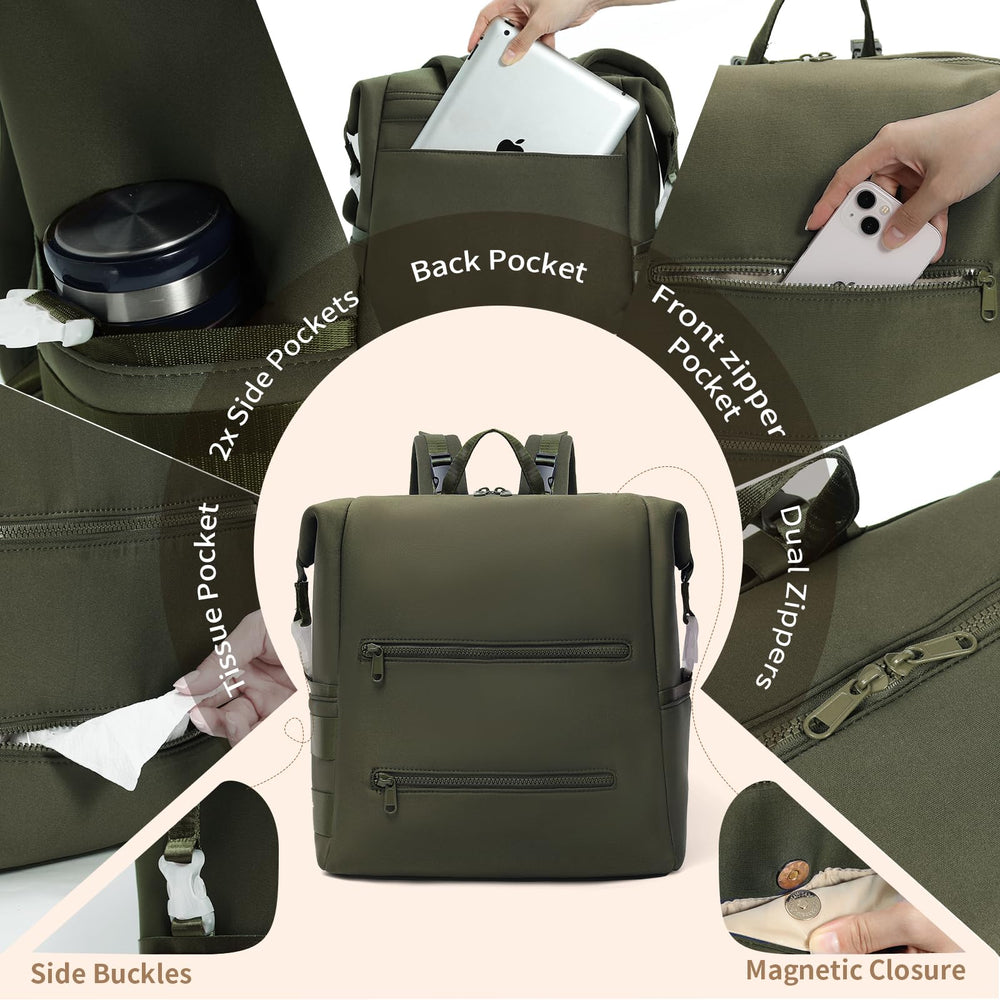 Omanmoli diaper backpack olive green changing pad included for comfortable diaper changes