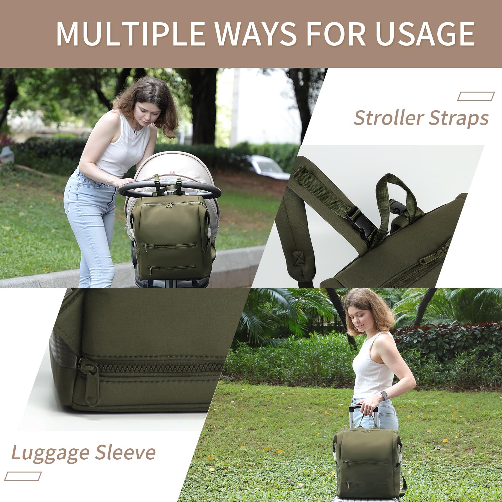 Omanmoli diaper backpack olive green dimensions and weight for travel planning