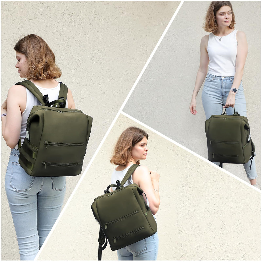 Omanmoli diaper backpack olive green interior pockets keep wipes, clothes, and toys organized