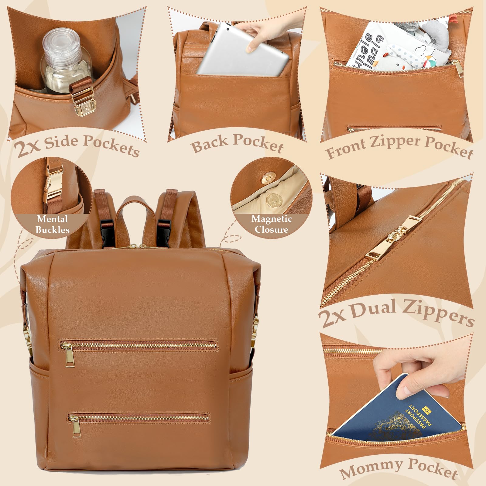 Omanmoli diaper bag backpack changing pad ready for on-the-go changes