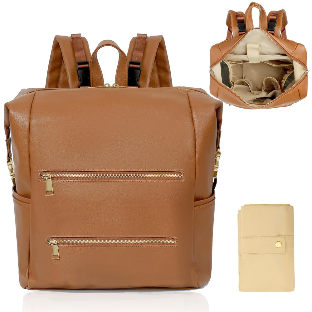 Omanmoli diaper bag backpack front view with organized layout for on-the-go use