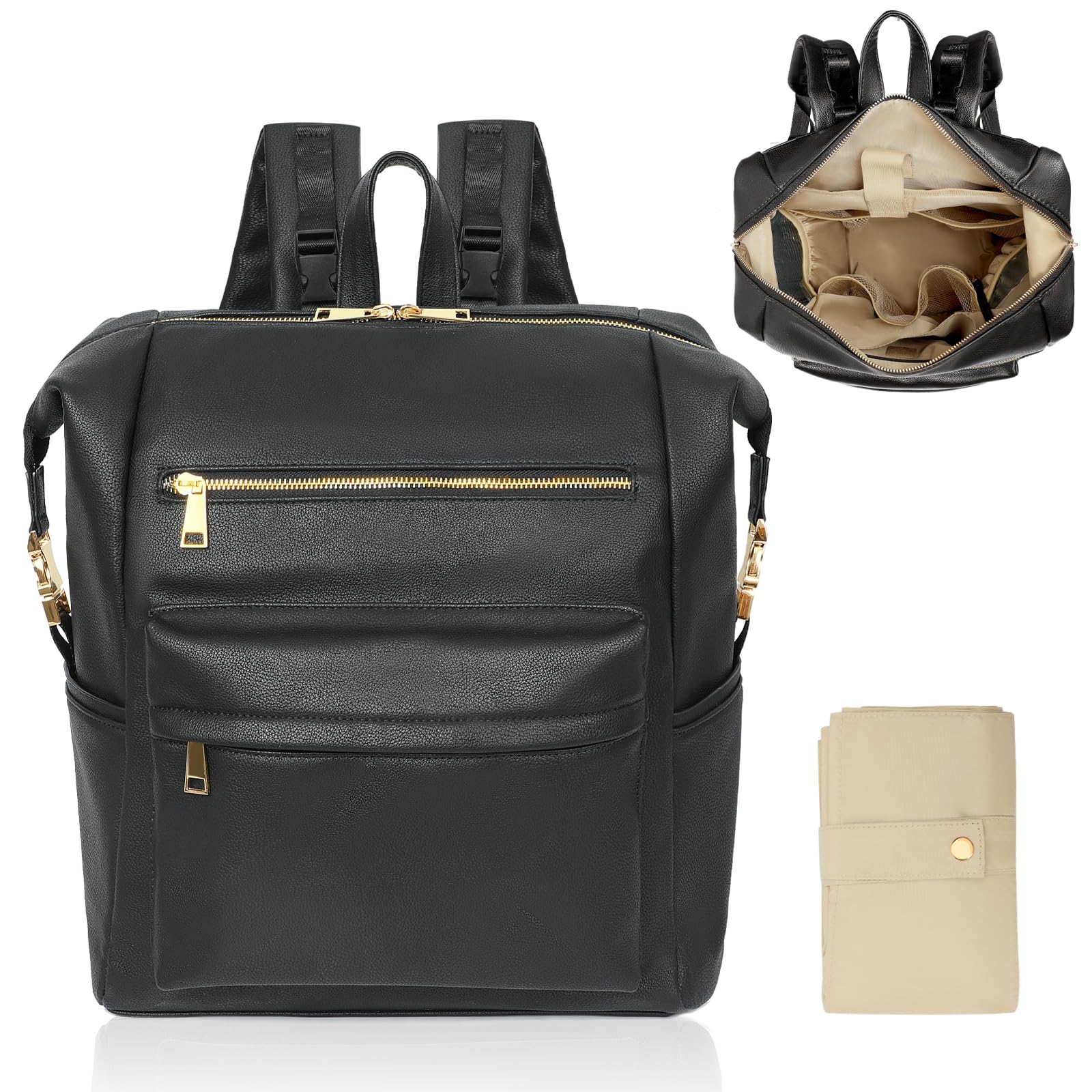 Omanmoli diaper bag backpack front view highlights accessible storage for outings