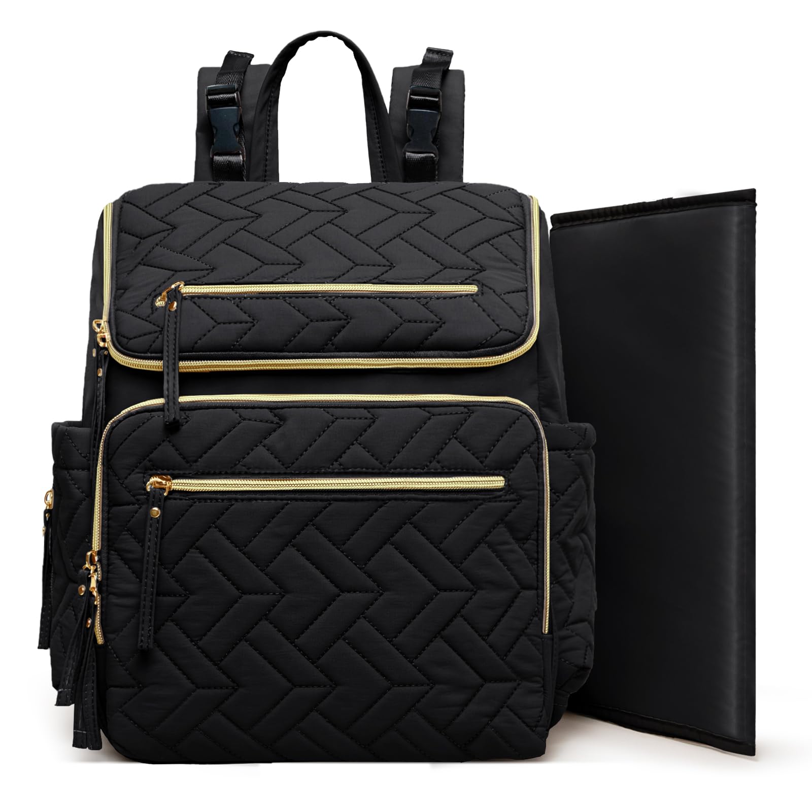 Omanmoli diaper bag backpack front view showing organized storage for on-the-go parents