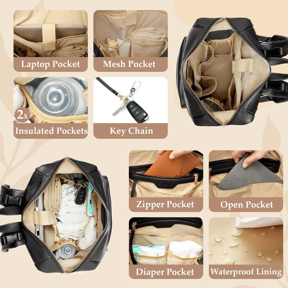 Omanmoli diaper bag backpack insulated pockets keep bottles at desired temperature