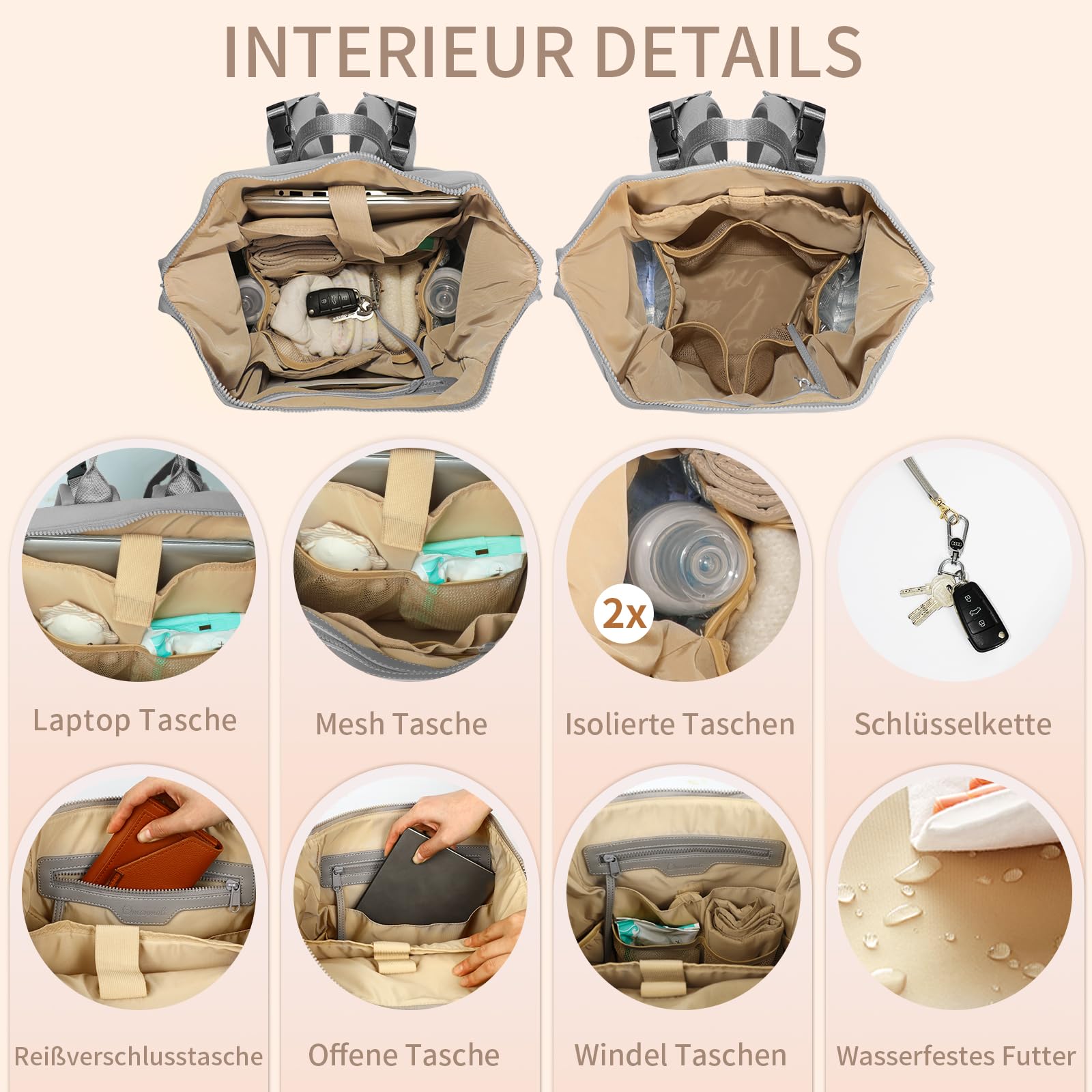 Omanmoli diaper bag backpack insulated pockets preserve bottle temps during travel