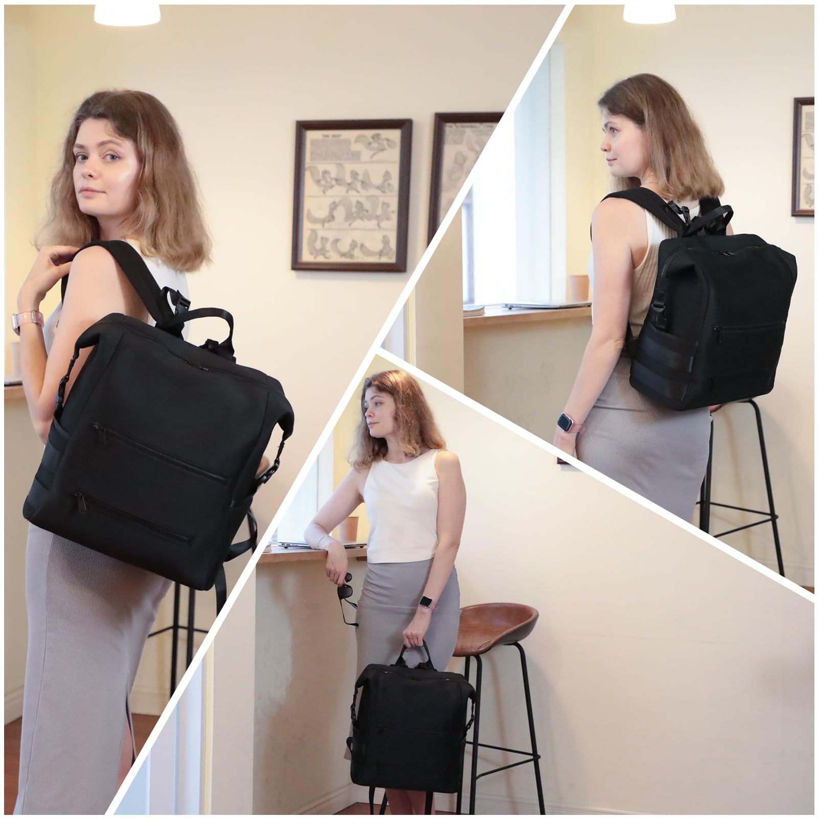 Omanmoli diaper bag backpack main compartments open showing organized interior for quick diaper changes.