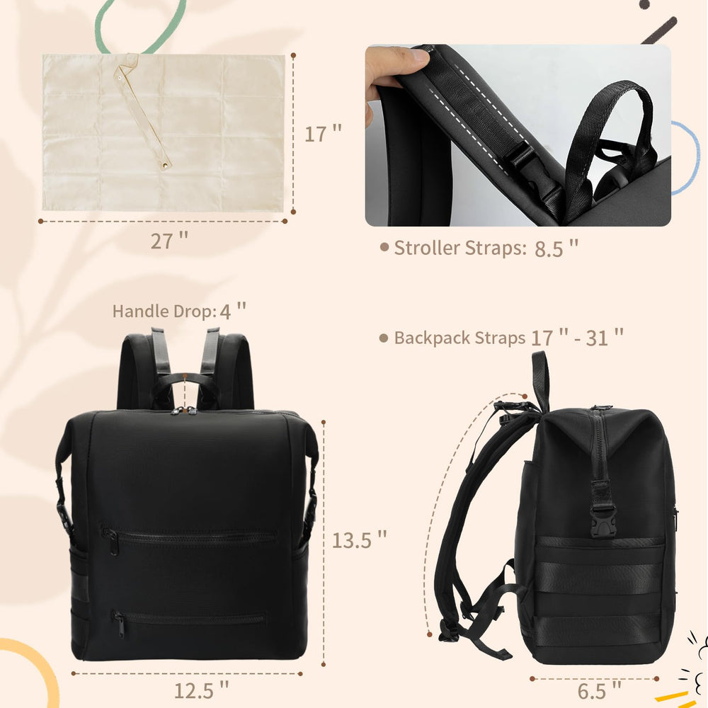 Omanmoli diaper bag backpack neoprene fabric texture highlighting durability for daily use.