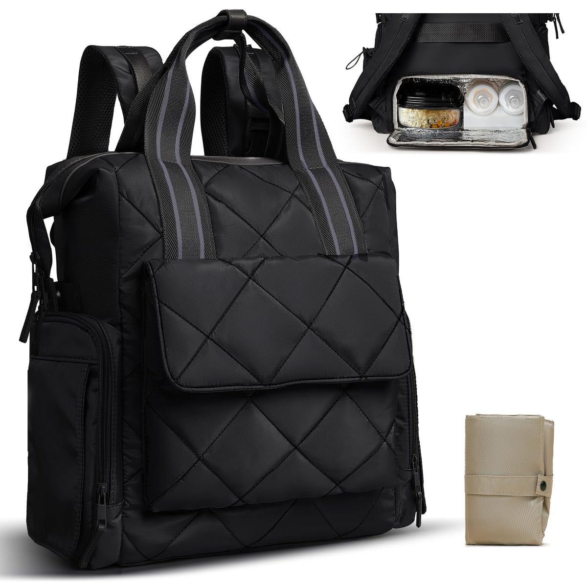 Omanmoli diaper bag backpack quilted exterior designed for organized on-the-go parenting