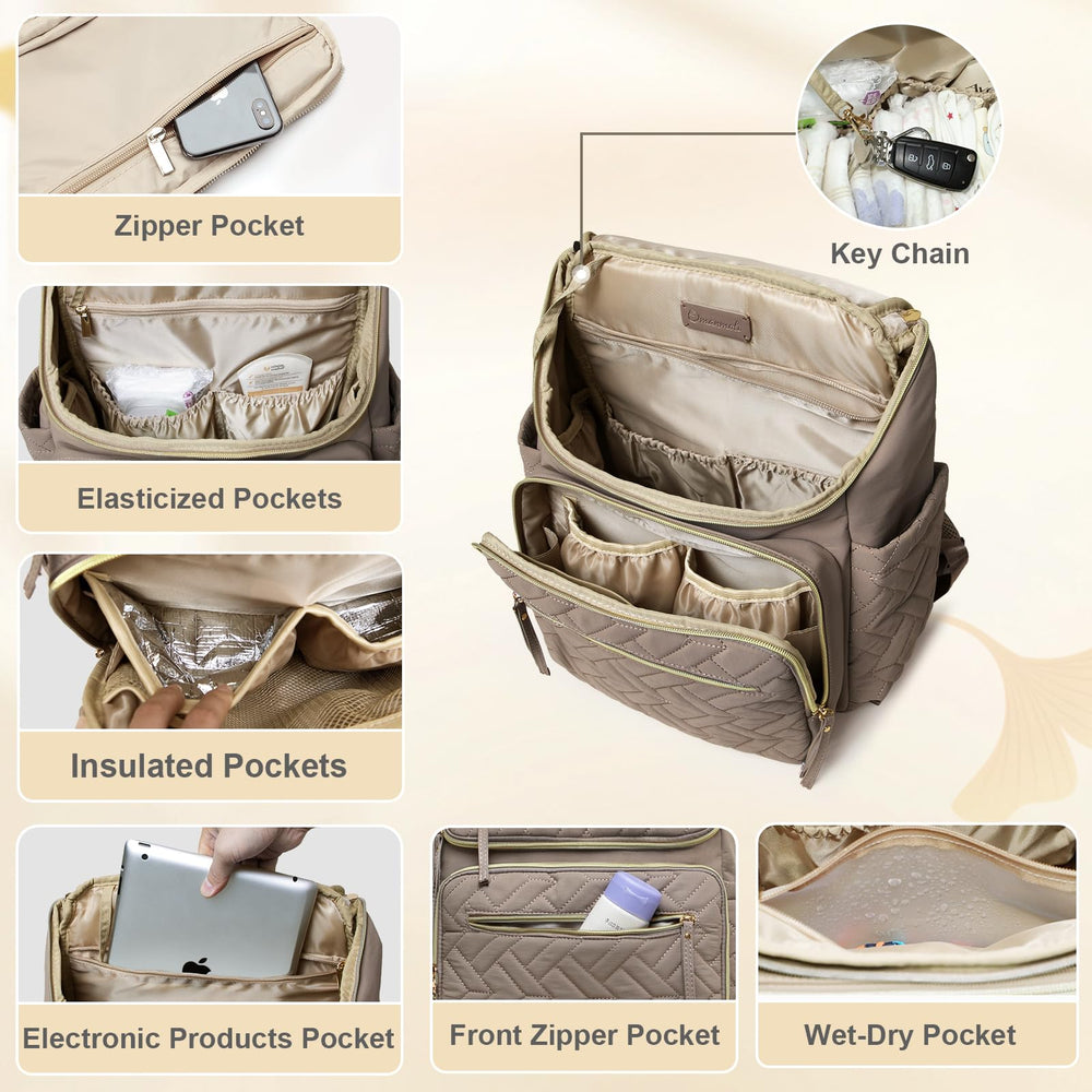 Omanmoli diaper bag backpack stroller straps for hands-free use.