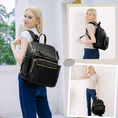 Omanmoli diaper bag front view with stylish leather finish for daily use.