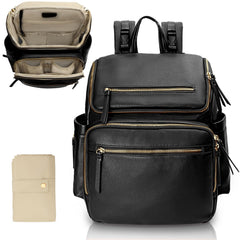 Omanmoli diaper bag leather backpack closed for durable daily use.