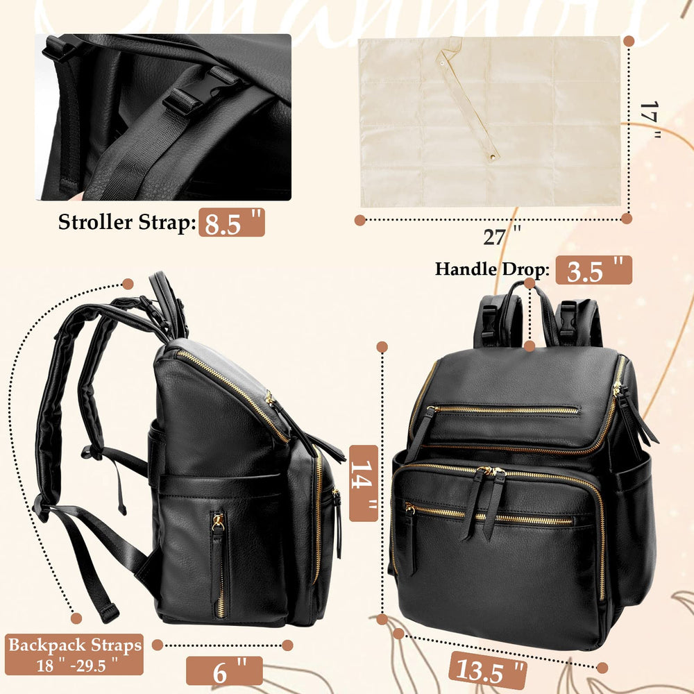Omanmoli diaper bag stroller straps in use for hands-free travel.