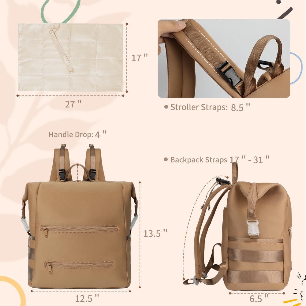 Omanmoli diaper bag stroller straps in action for hands-free city adventures.