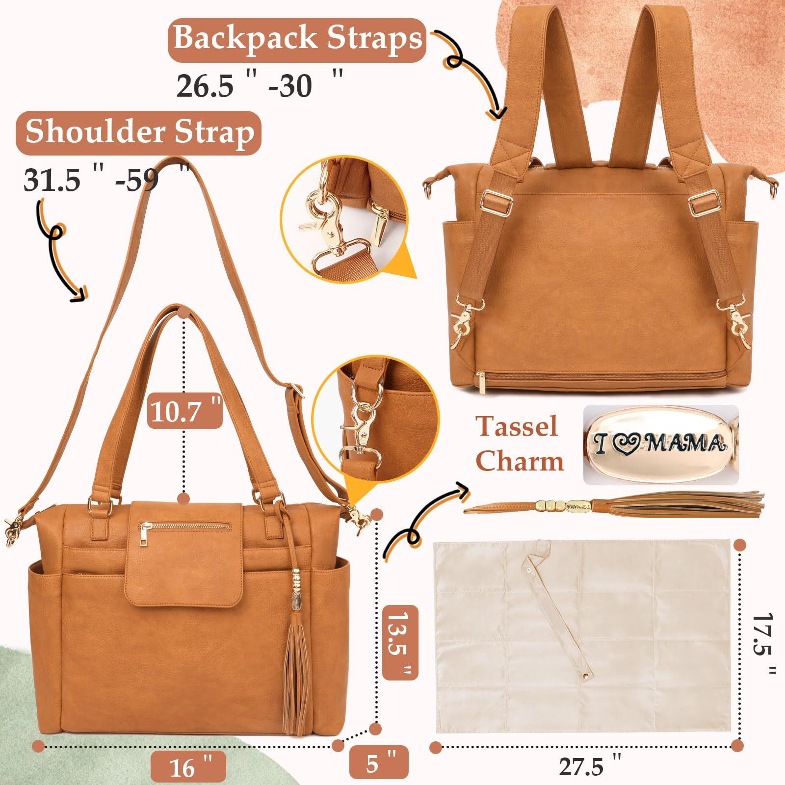 Omanmoli diaper bag tote 14 pockets maximize organization during busy days.