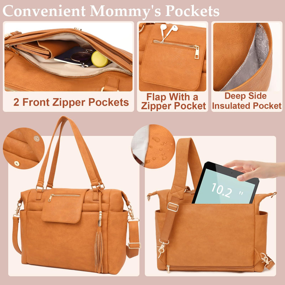 Omanmoli diaper bag tote laptop pocket offers flexible use for on-the-go tasks.
