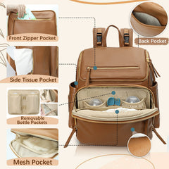 Omanmoli diaper bag interior view reveals 17 pockets for complete organization