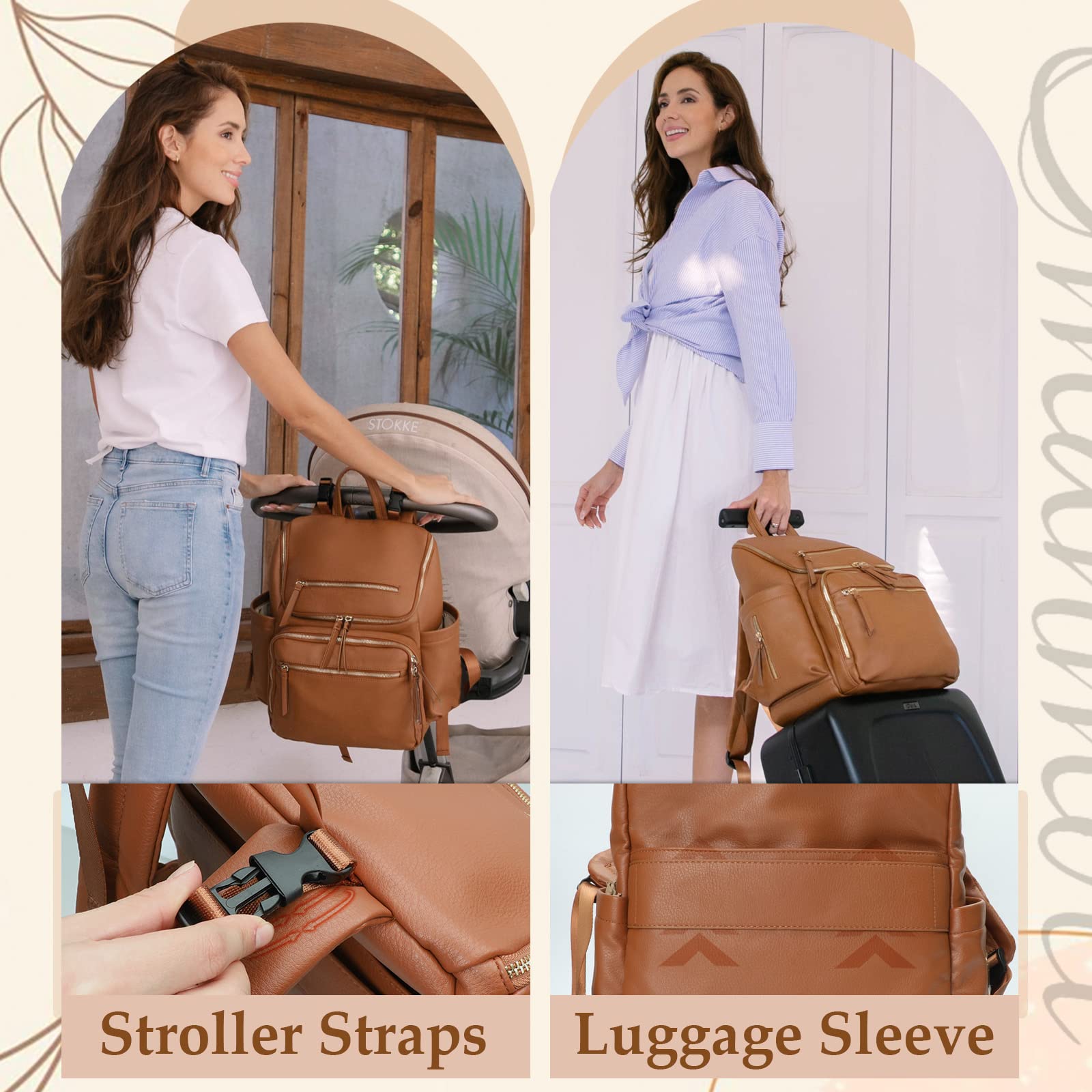 Omanmoli stroller straps image illustrates versatile carrying during travel with baby