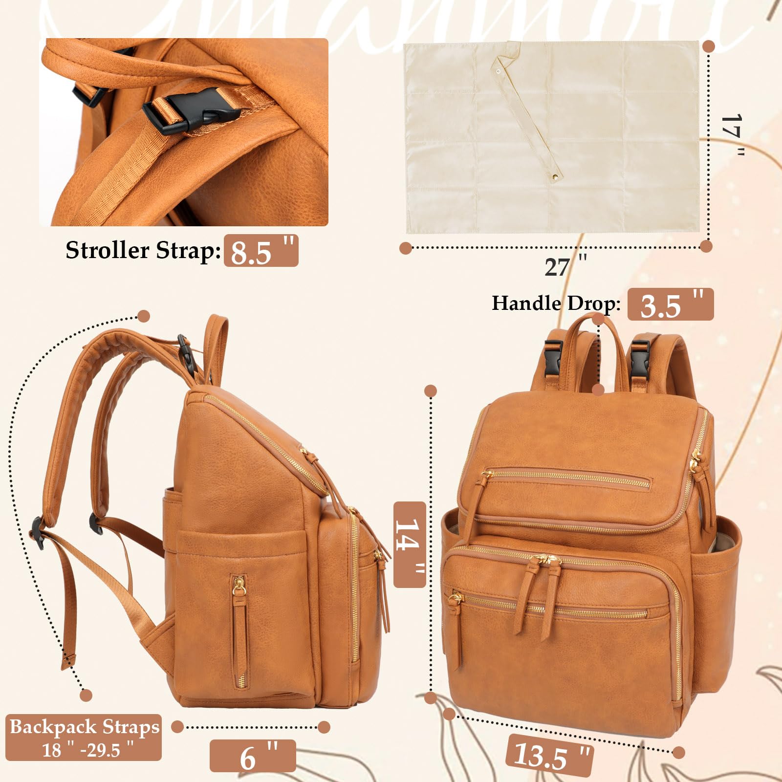 Omanmoli Diaper Bag Honey luggage sleeve keeps bag secure during travel