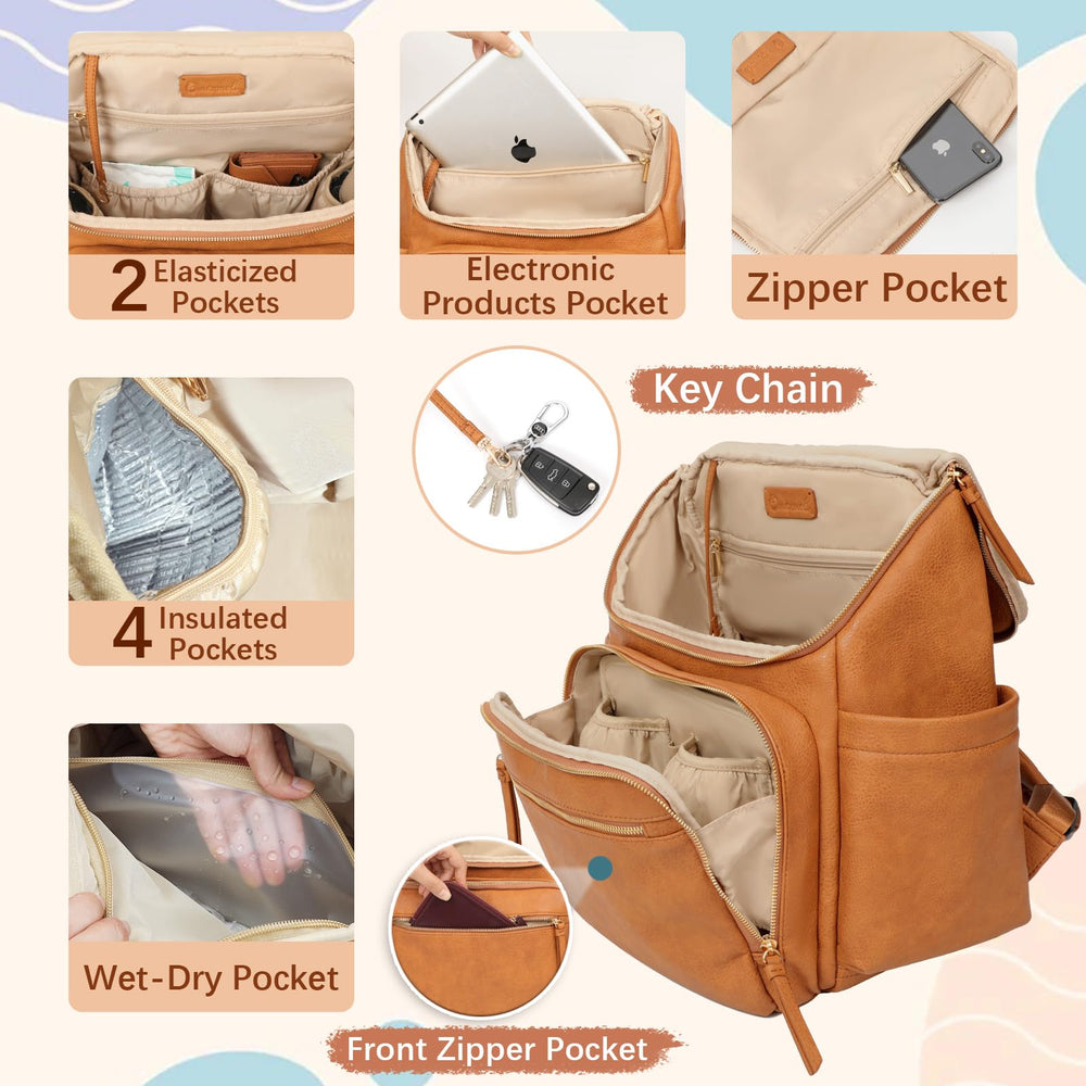 Omanmoli Diaper Bag Honey stroller straps offer hands-free bag carrying on outings
