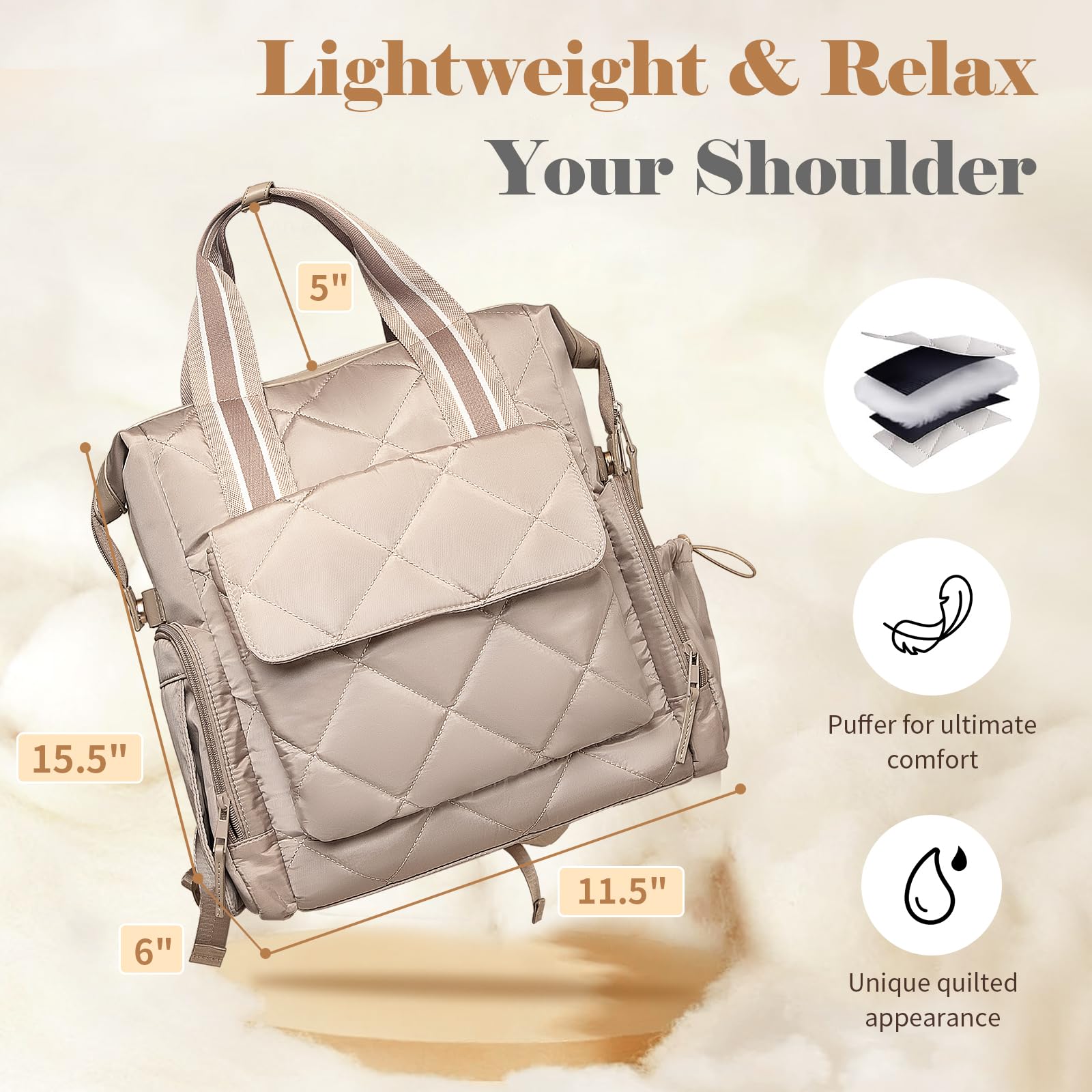 Omanmoli quilted backpack shows 11 pockets for organized baby essentials