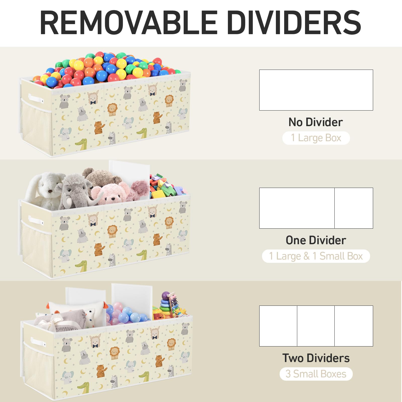 omedecal extra large toy box removable dividers for organized playroom storage