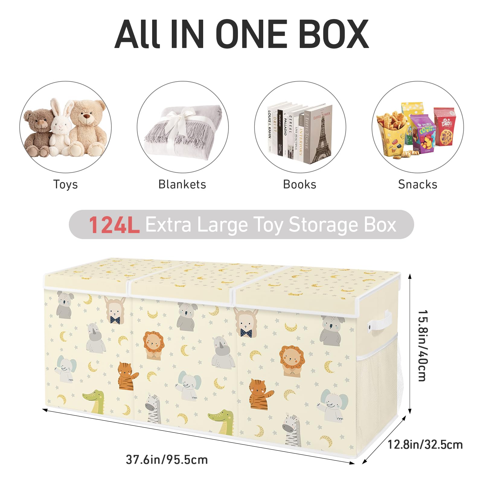 omedecal extra large toy box side mesh pockets for quick access to small items