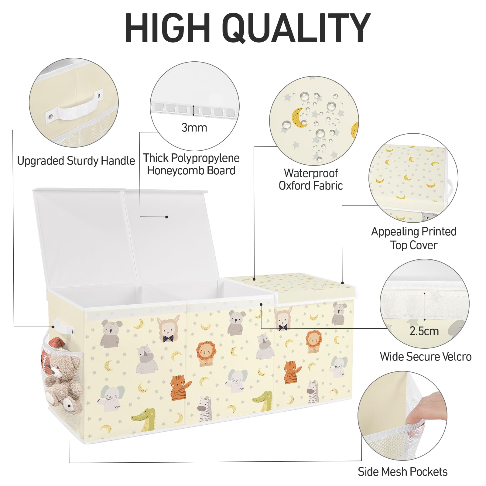 omedecal extra large toy box sturdy oxford fabric frame supports durable storage