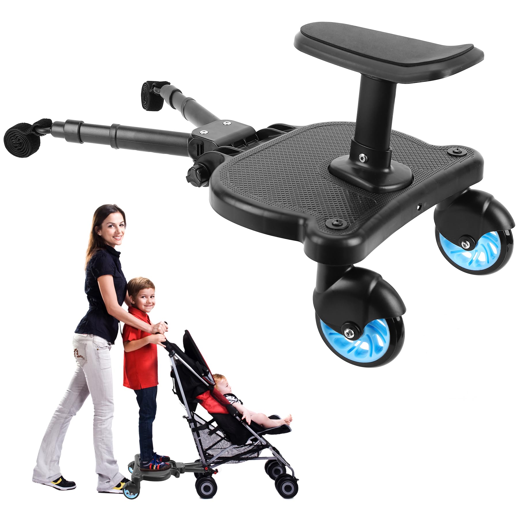 OmegaGym stroller board pedal enables quick setup for smoother errands.