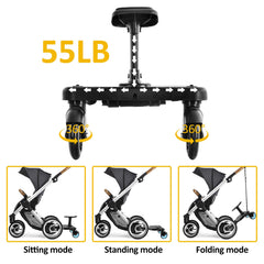OmegaGym stroller board adjustable rod highlights adaptable width for strollers.