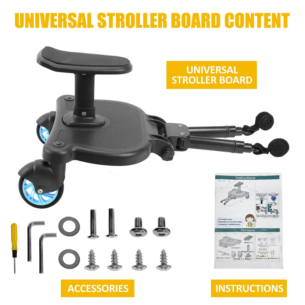 OmegaGym stroller board blue color adds stylish, coordinated look.