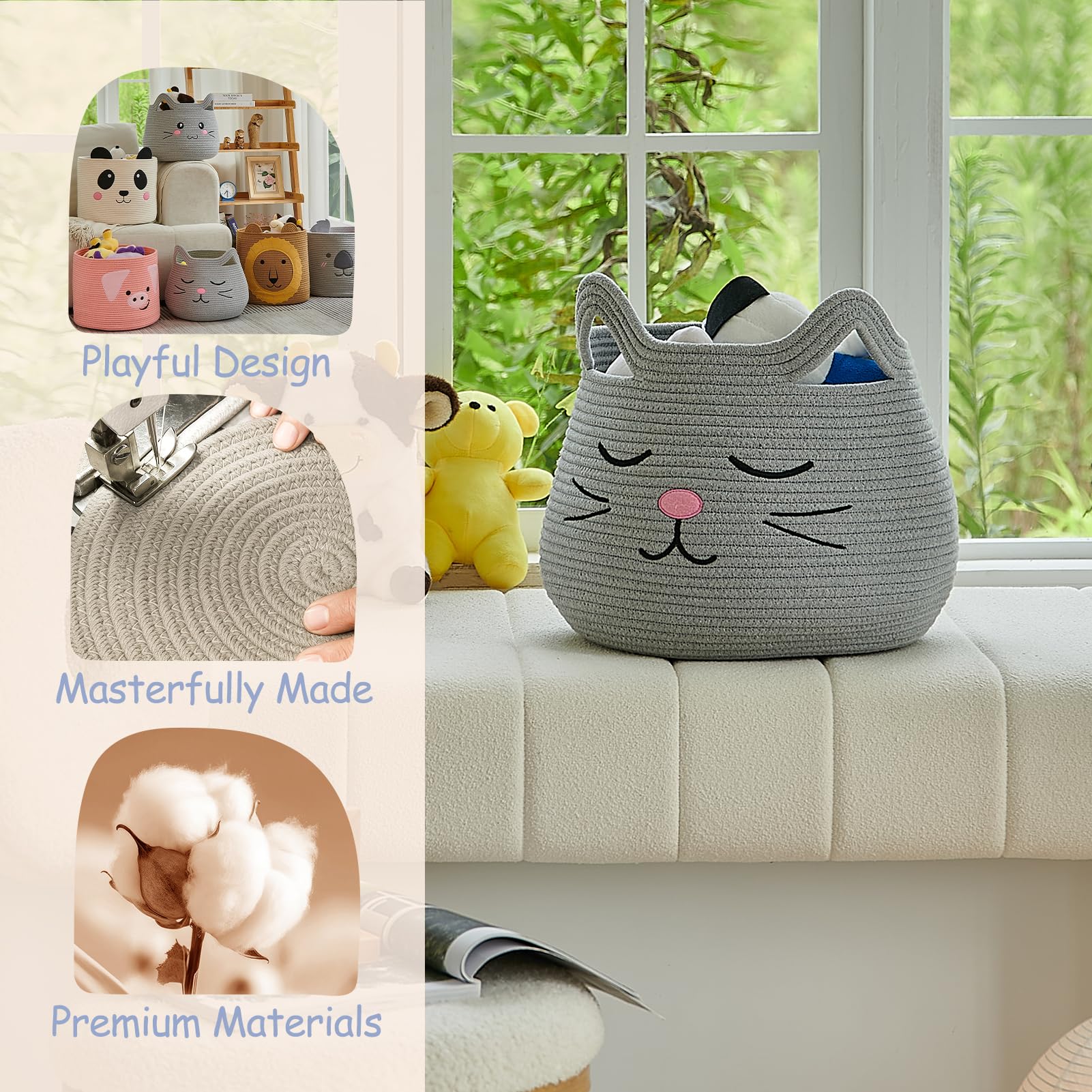 OMERAI toy-storage basket with natural rope texture for kid-friendly organization