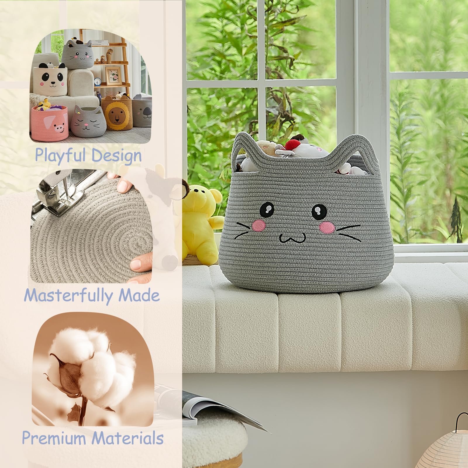 OMERAI cat basket for laundry or nursery chores demonstrates versatile organization.